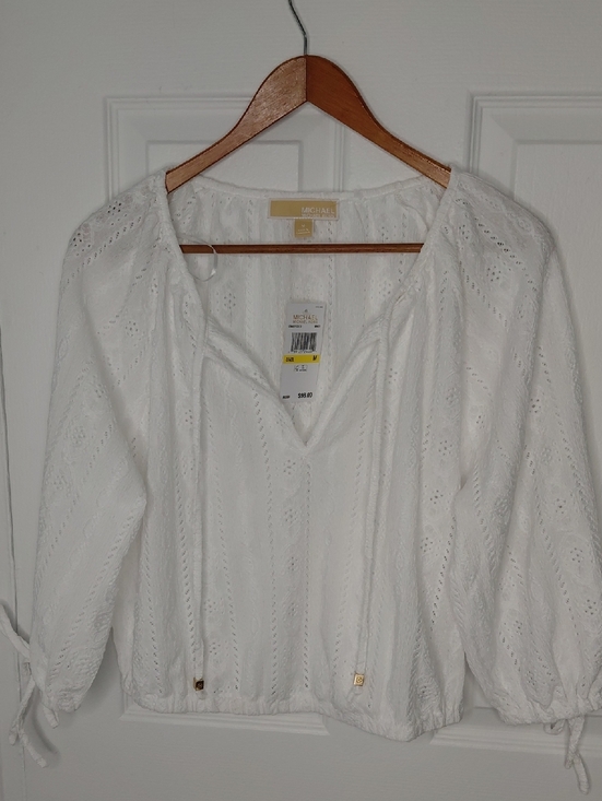 MICHAEL Michael Kors Tops - MICHAEL Michael Kors White Eyelet Tunic Blouse